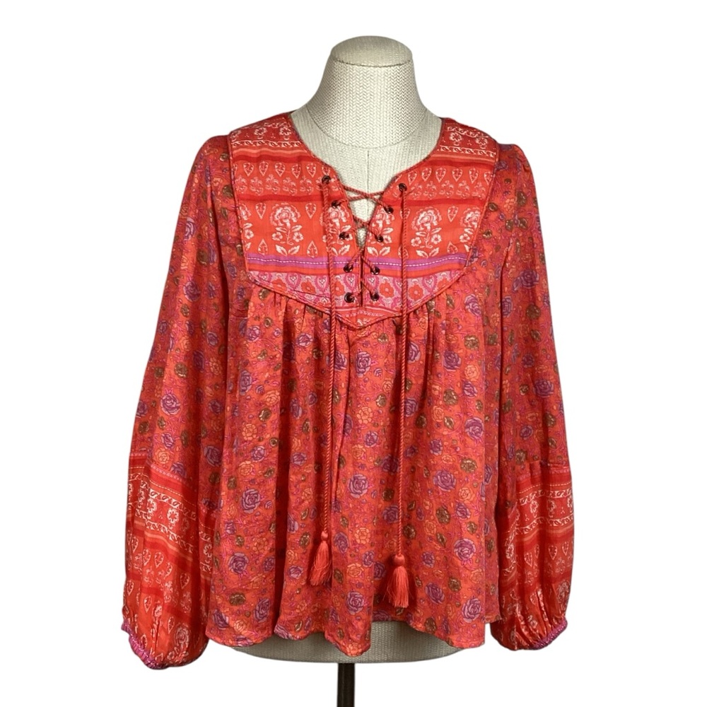 NWT Lucky Brand Ballon Sleeve Top Orange